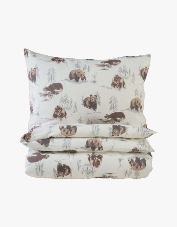 Flanell sengesett brun - 140x200+50x70 cm brun - 1