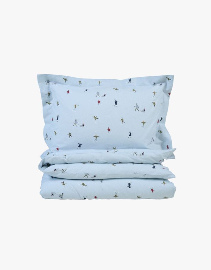 Bomull sengesett lys blå - 140x200+50x70 cm lys blå - 1