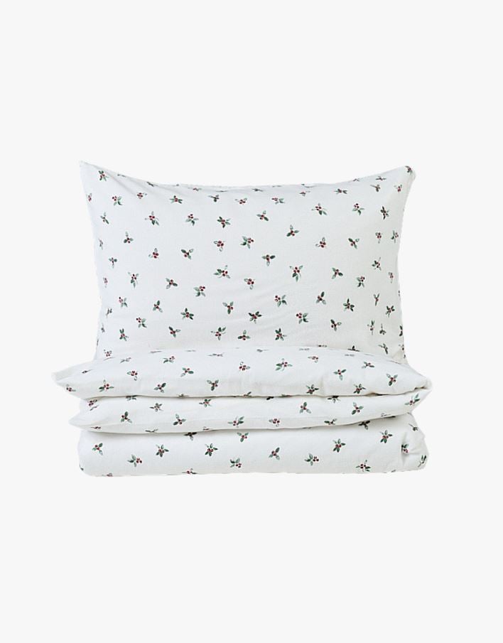 Flanell sengesett offwhite - 140x200+50x70 cm offwhite - 1