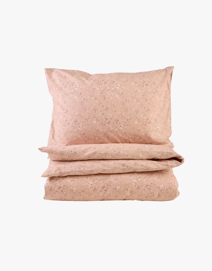 Bomull sengesett pudderrosa - 140x220+50x70 cm pudderrosa - 1