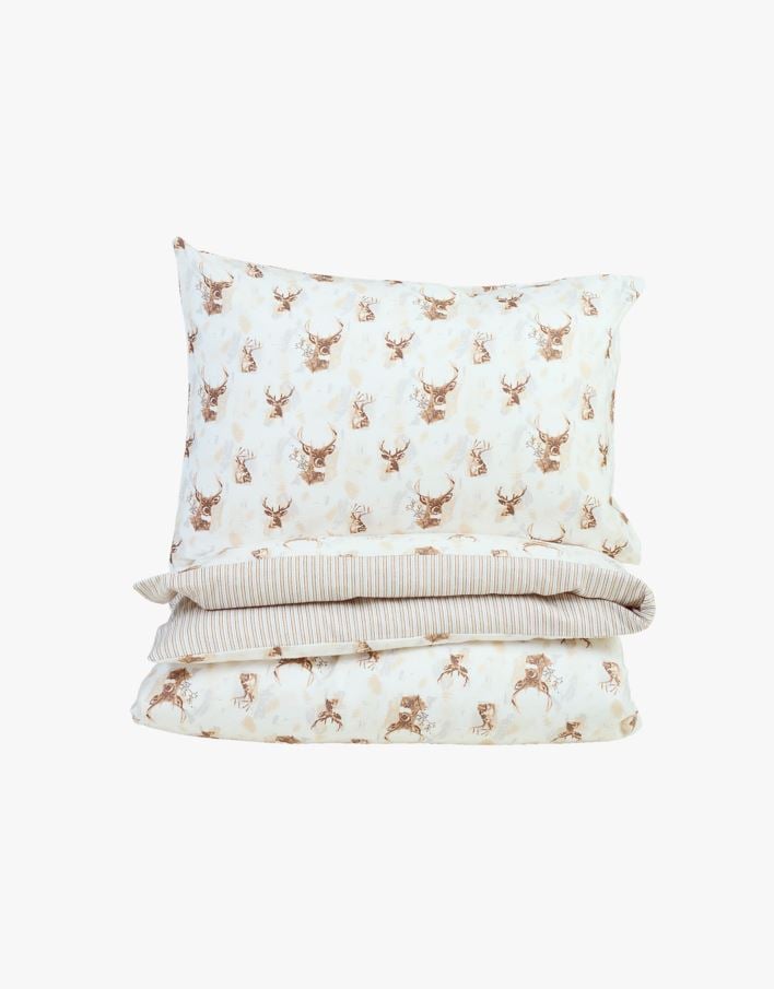 Flanell sengesett brun - 140x220+50x70 cm brun - 1