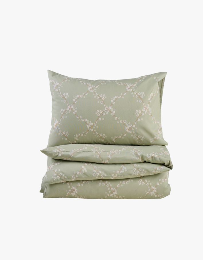 Bomull sengesett grønn - 140x200+50x70 cm grønn - 1