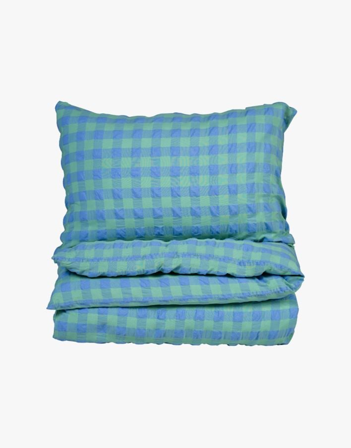 Garnfarget krepp sengesett grønn - 200x220+50x70 cm grønn - 1