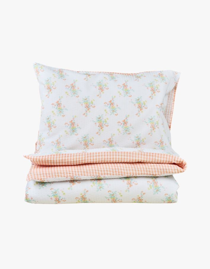 Krepp sengesett aprikos - 140x220+50x70 cm aprikos - 1