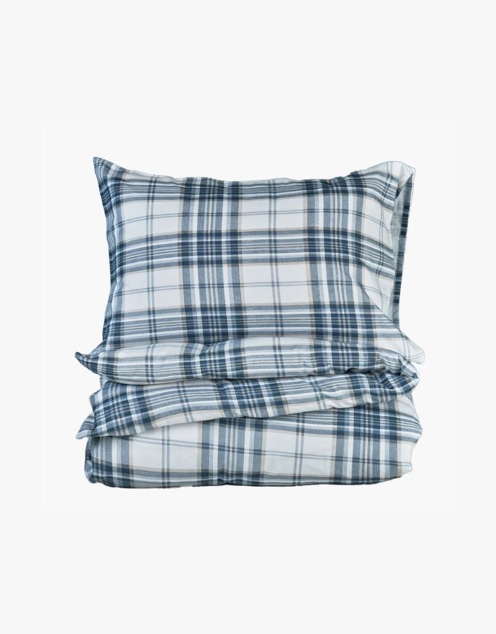 Flanell sengesett blå - 140x200 cm blå - 1