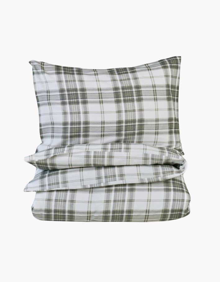 Flanell sengesett olivengrønn - 140x200 cm olivengrønn - 1