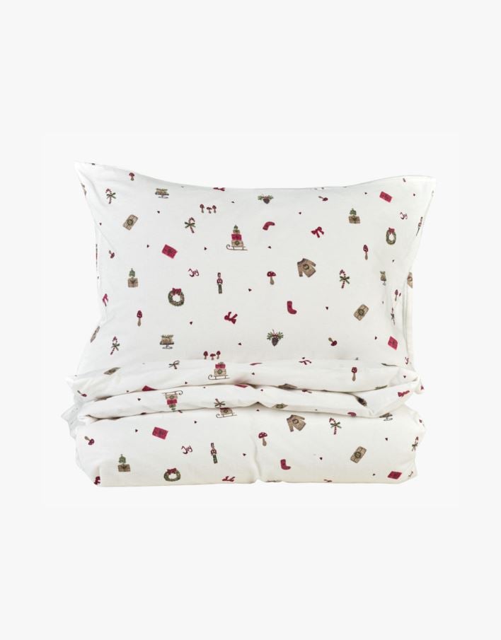 Flanell sengesett multi rød - 140x220 cm multi rød - 1