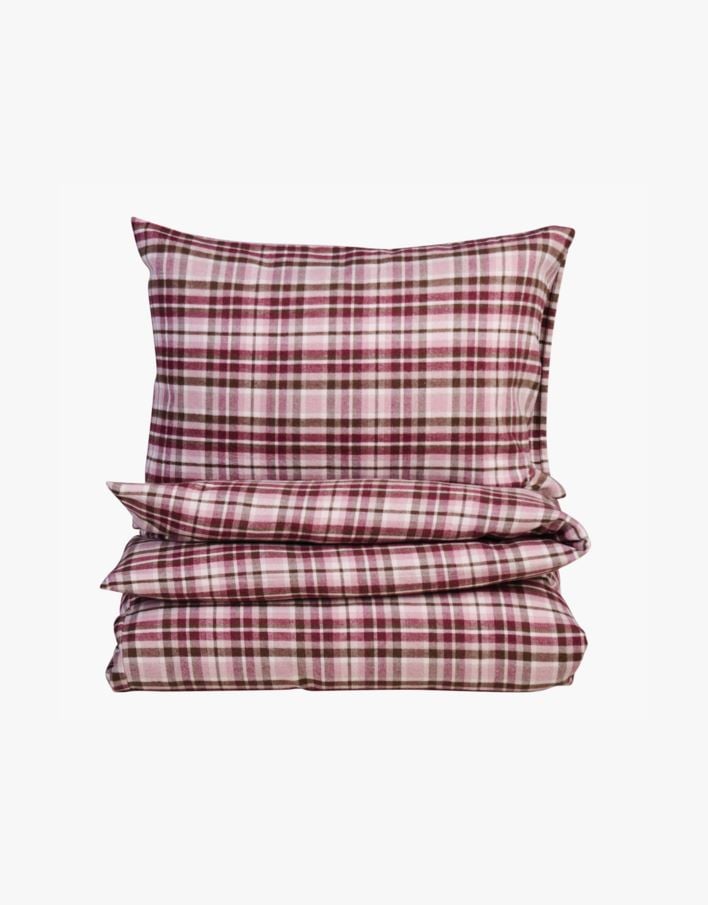 Garnfarget flanell sengesett multi rosa - 140x200 cm multi rosa - 1