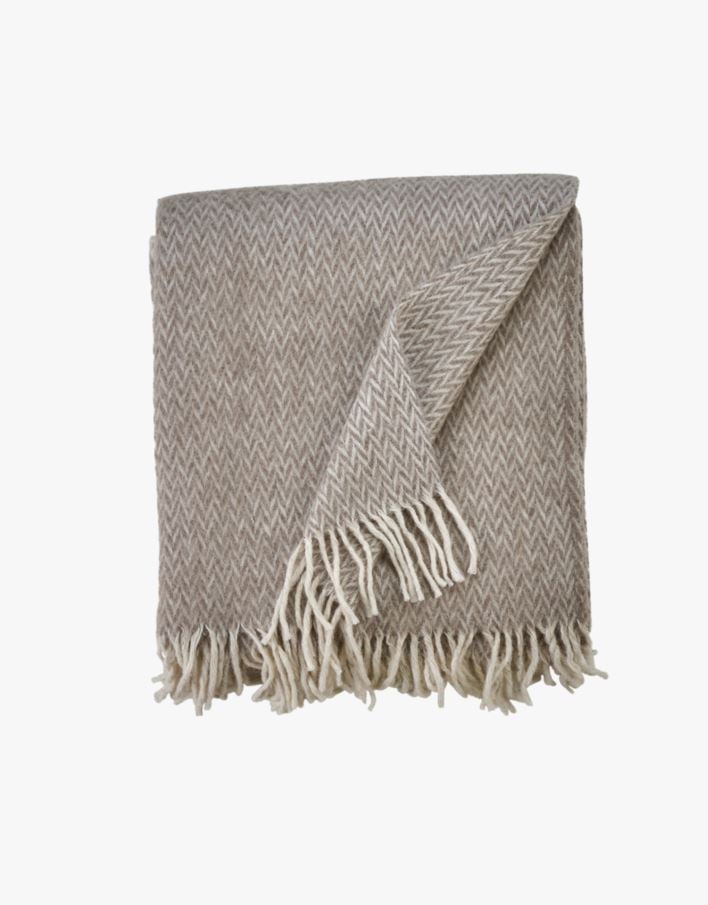 Ullpledd taupe - 190x200 cm taupe - 1