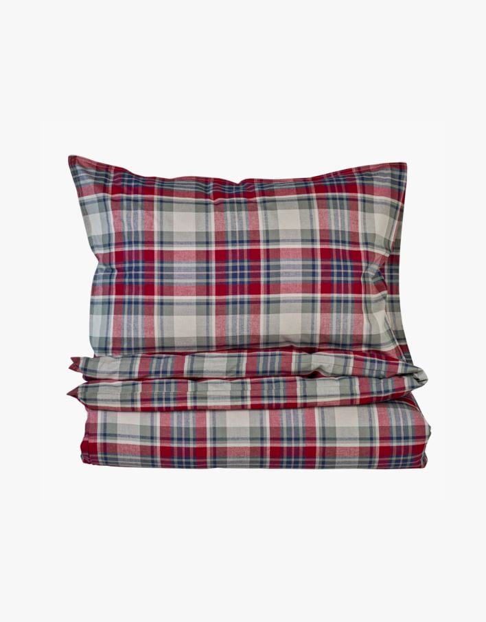 Garnfarget bomull sengesett multi rød - 140x220 cm multi rød - 1