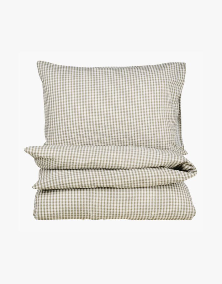 Krepp sengesett olivengrønn - 140x200 cm olivengrønn - 1