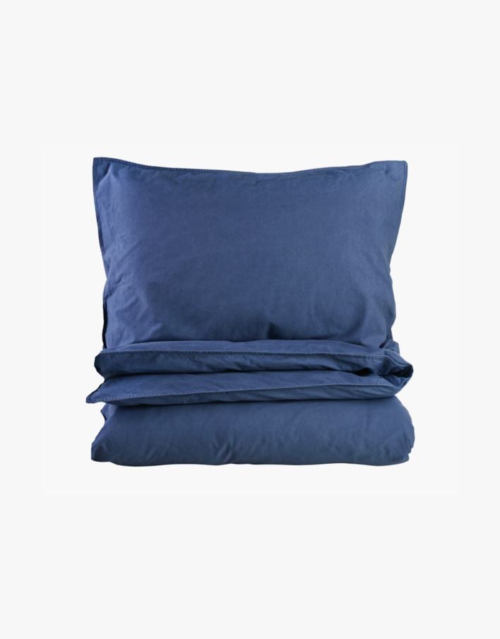 Bomull sengesett denimblå - 140x200 cm denimblå - 1