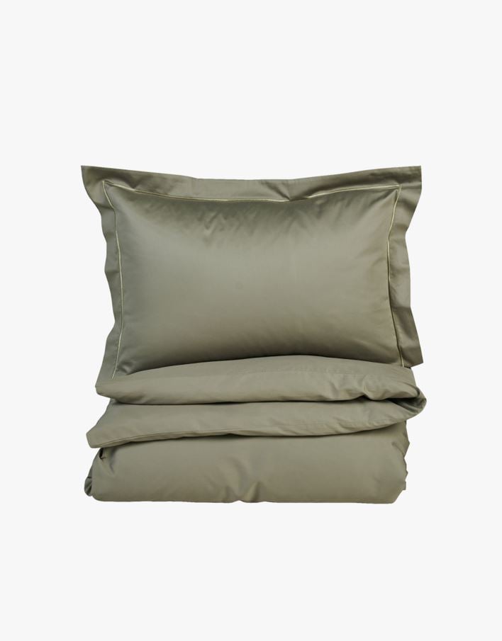 Egyptisk bomull sateng sengesett olivengrønn - 200x220 cm olivengrønn - 1