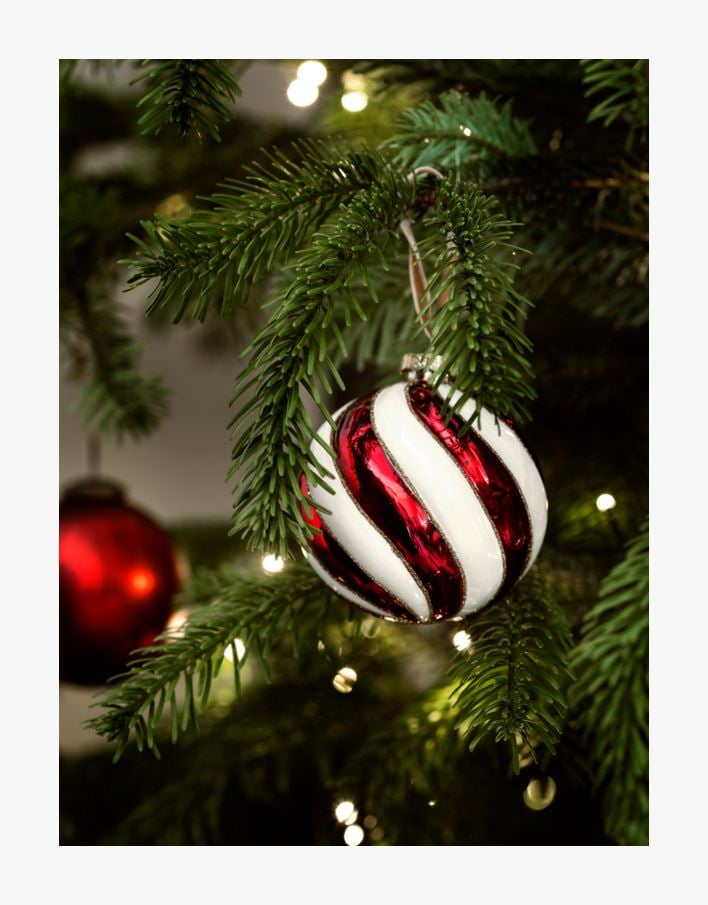 Julekule multi rød - 10x10x10 cm multi rød - 1